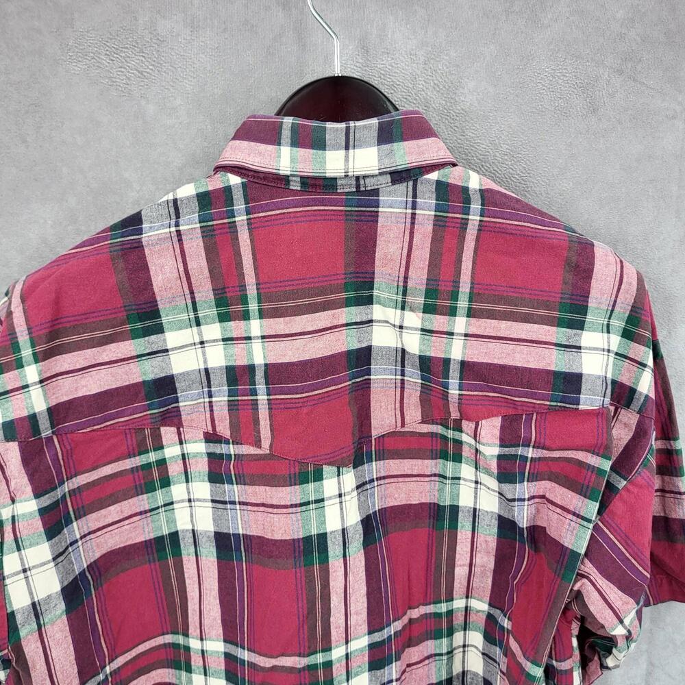 Panhandle Slim Western Shirt Mens 16 Large Plaid Pearl Snap Rodeo USA Vtg Heavy - Picture 8 of 12